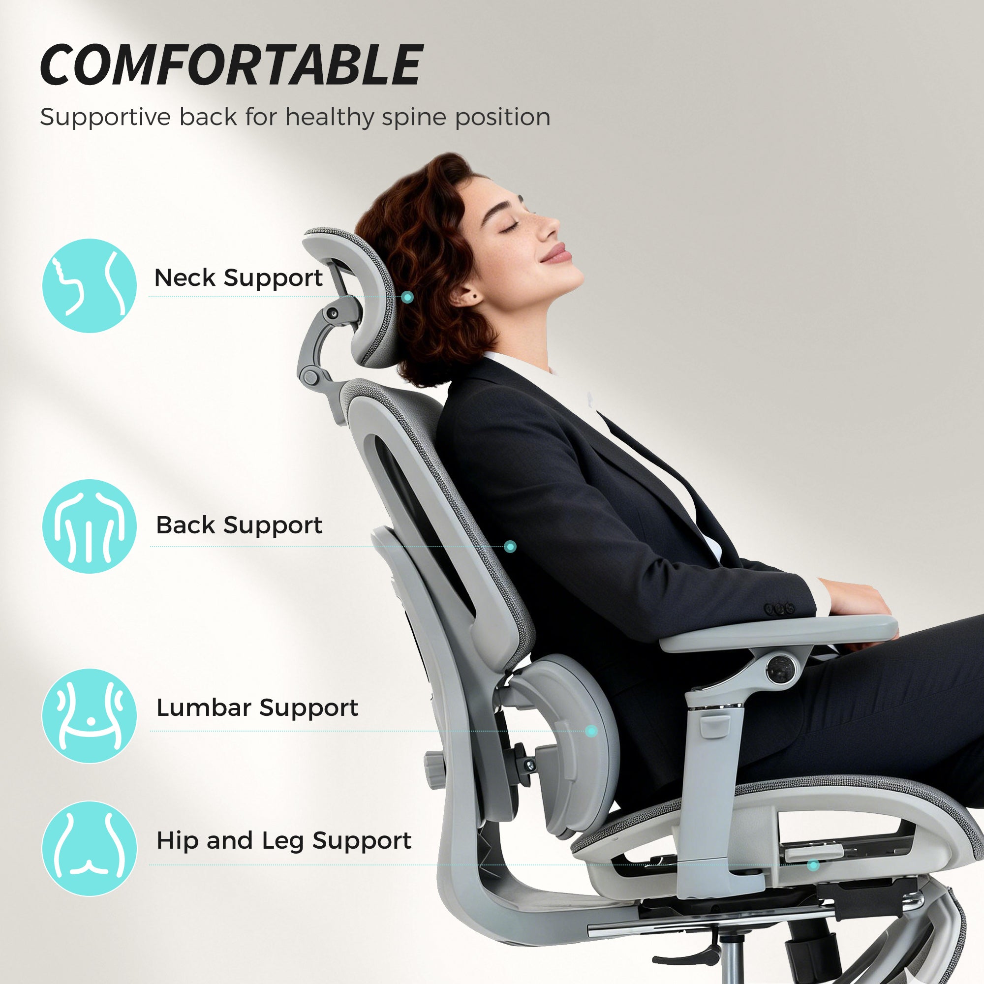 HOMCOM Ergonomic Office Chair Special, High Back Mesh Desk Chair, Grey - anydaydirect