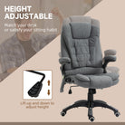 Vinsetto Massage Recliner Chair Heated Office Chair with Six Massage Points Linen-Feel Fabric 360° Swivel Wheels Grey - anydaydirect
