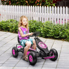 HOMCOM Children Pedal Go Kart, Racing Go Cart w/ Adjustable Seat, Inflatable Tyres, Shock Absorb, Handbrake, for Kids Aged 5-12, Pink - anydaydirect