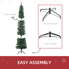 HOMCOM 7.5FT Artificial Christmas Tree Snow Dipped Xmas Pencil Tree Holiday Home Indoor Decoration with Foldable Black Stand, Green - anydaydirect