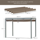 Outsunny Pergola Roof, Retractable Sun Shade Cover for 2.85 x 2m Pergola, UV30+ Protected, Coffee - anydaydirect
