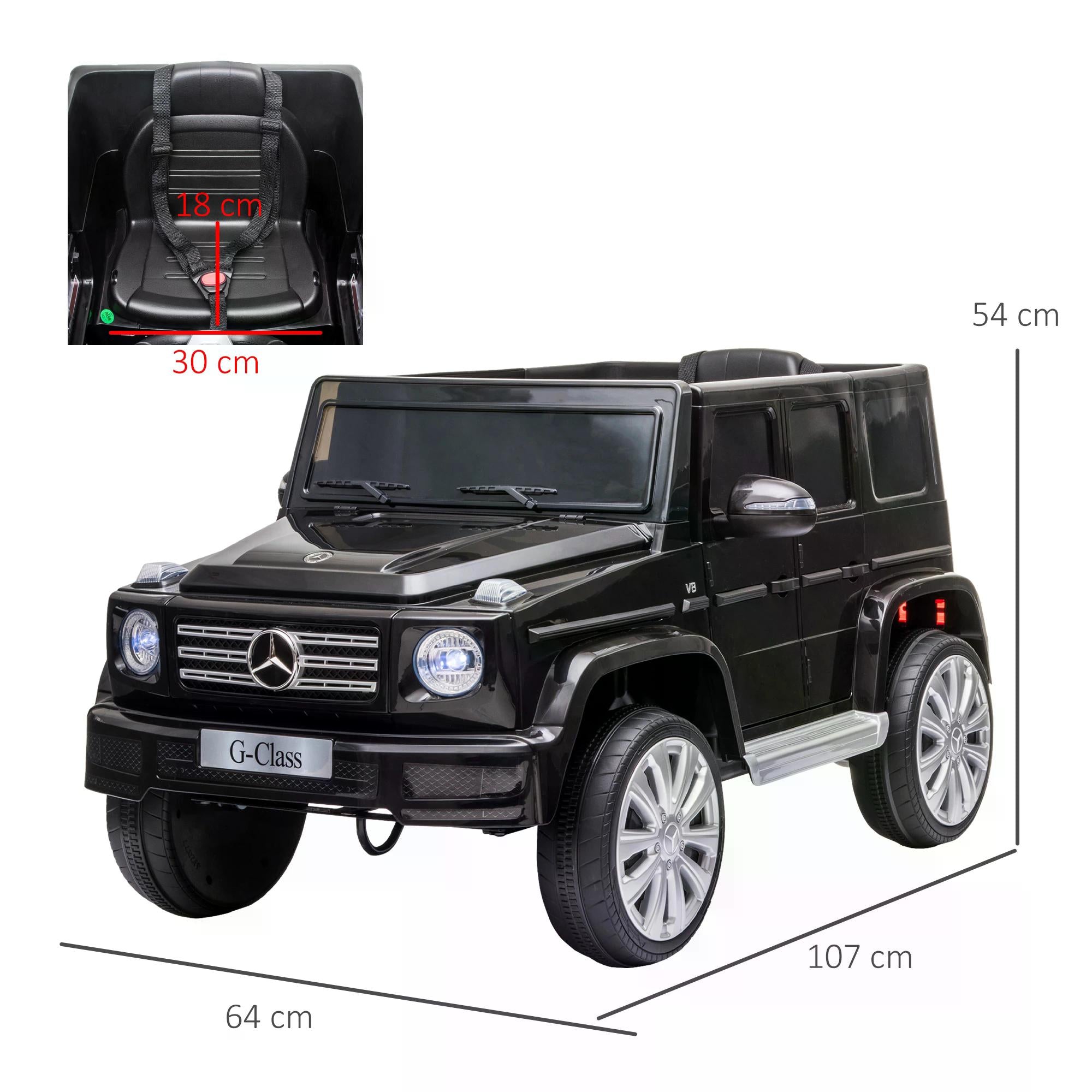 HOMCOM Compatible 12V Battery-powered Kids Electric Ride On Car Mercedes Benz G500 Toy w/ Parental Remote Control Music Lights MP3 Wheels - anydaydirect