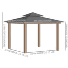Outsunny 3 x 3 (m) Outdoor Polycarbonate Gazebo, Double Roof Hard Top Gazebo with Galvanised Steel Frame, Nettings & Curtains for Garden, Lawn, Patio and Deck, Khaki - anydaydirect