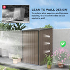 Outsunny 3.3ft x 3.4ft Lean to Garden Shed, Metal Outdoor Storage Shed w/ Single Lockable Door, Tool Storage Shed for Garden, Patio, Brown - anydaydirect
