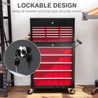 HOMCOM 14 Drawer, Two-Part Tool Storage Chest on Wheels - Red - anydaydirect