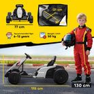 AIYAPLAY 24V Electric Go Kart, Drift Kart with Adjustable Seat, Slow Start, 5-Point Harness, Music, Horn, for 6-12 Years, White - anydaydirect