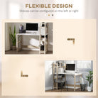 HOMCOM Computer Desk with 3 Tier Storage Shelves on Left or Right, 120cm Writing Table for Home Office, Study, Bedroom, White and Oak - anydaydirect