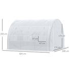 Outsunny 3 x 3 x 2 m Polytunnel Greenhouse with Roll-up Side Walls, Walk-in Grow House Tent with Steel Frame, Reinforced Cover, Zipped Door and 6 Mesh Windows for Garden, White - anydaydirect