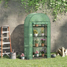 Outsunny 80 x 49 x 160cm Mini Greenhouse for Outdoor, Portable Gardening Plant Green House with Storage Shelf, Roll-Up Zippered Door, Metal Frame and PE Cover, Green - anydaydirect
