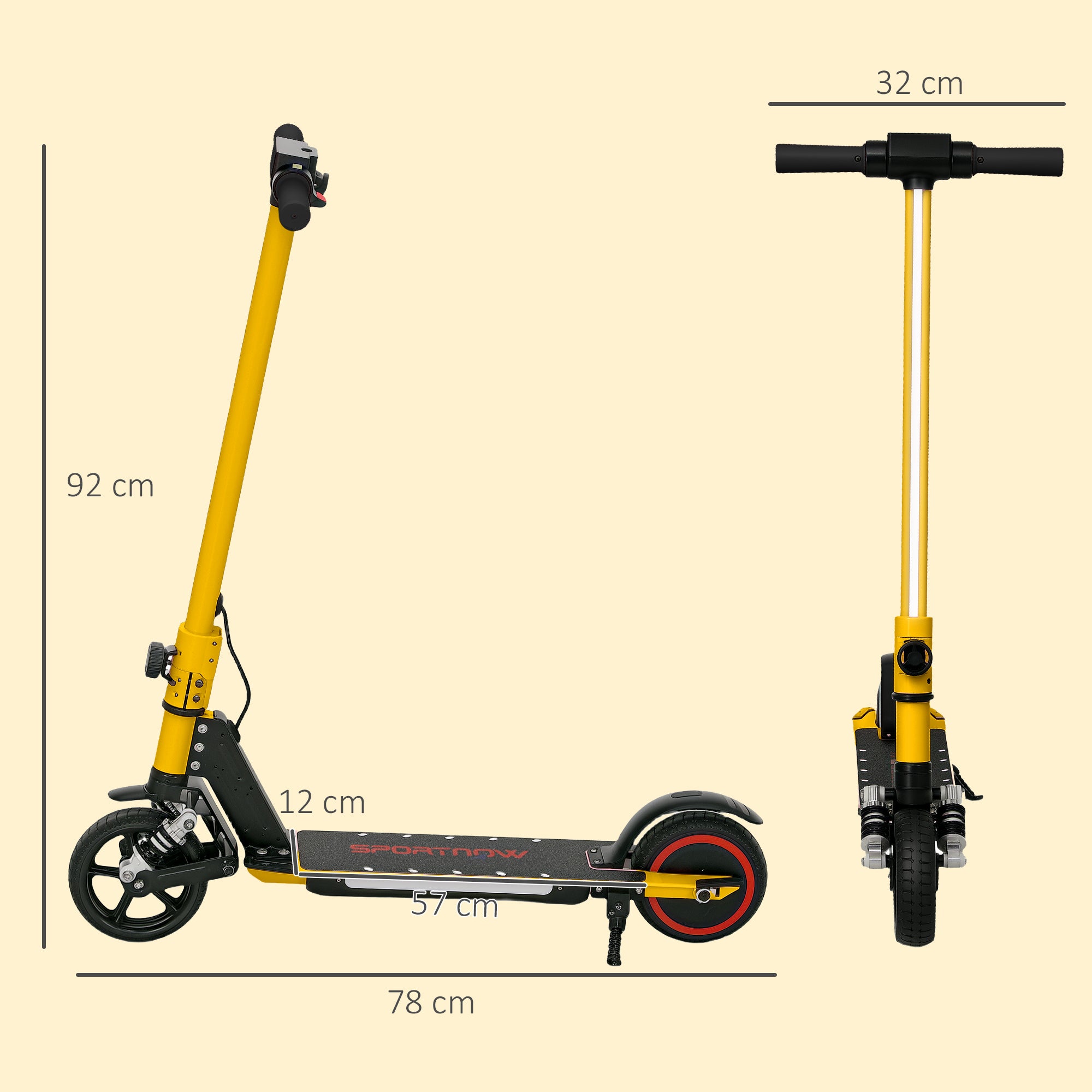 SPORTNOW Folding Electric Scooter for Kids Age 6-14 with Dual Brakes, Front Suspension, LED Colourful Lights and Display, 6.8kg Lightweight Aluminium E Scooter, Up to 14 KM/H & 6 KM, Gold Tone - anydaydirect