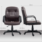 HOMCOM Swivel Executive Chair PU Leather Computer Desk Chair, Dark Brown - anydaydirect