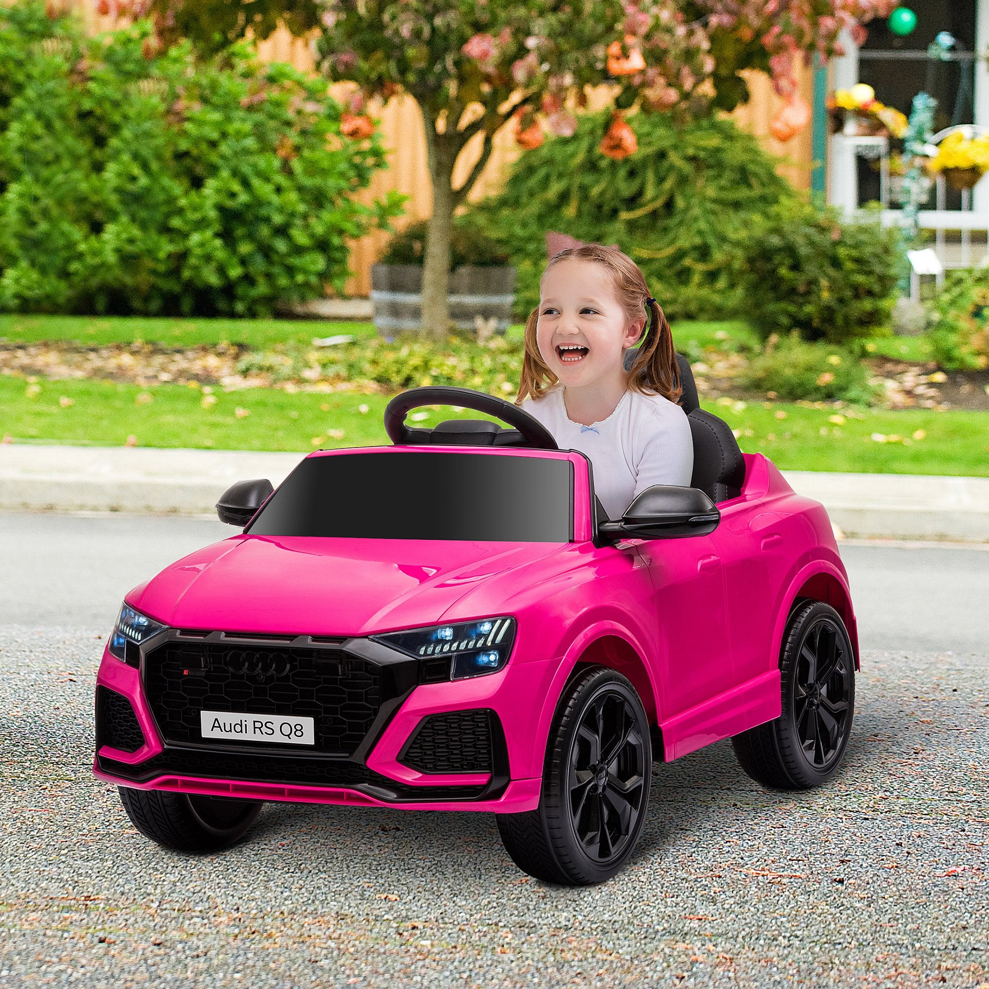 Kids Electric Ride On Car HOMCOM Compatible 6V Battery-powered Audi RS Q8 Toy with Remote Control Lights USB MP3 Bluetooth Pink - anydaydirect