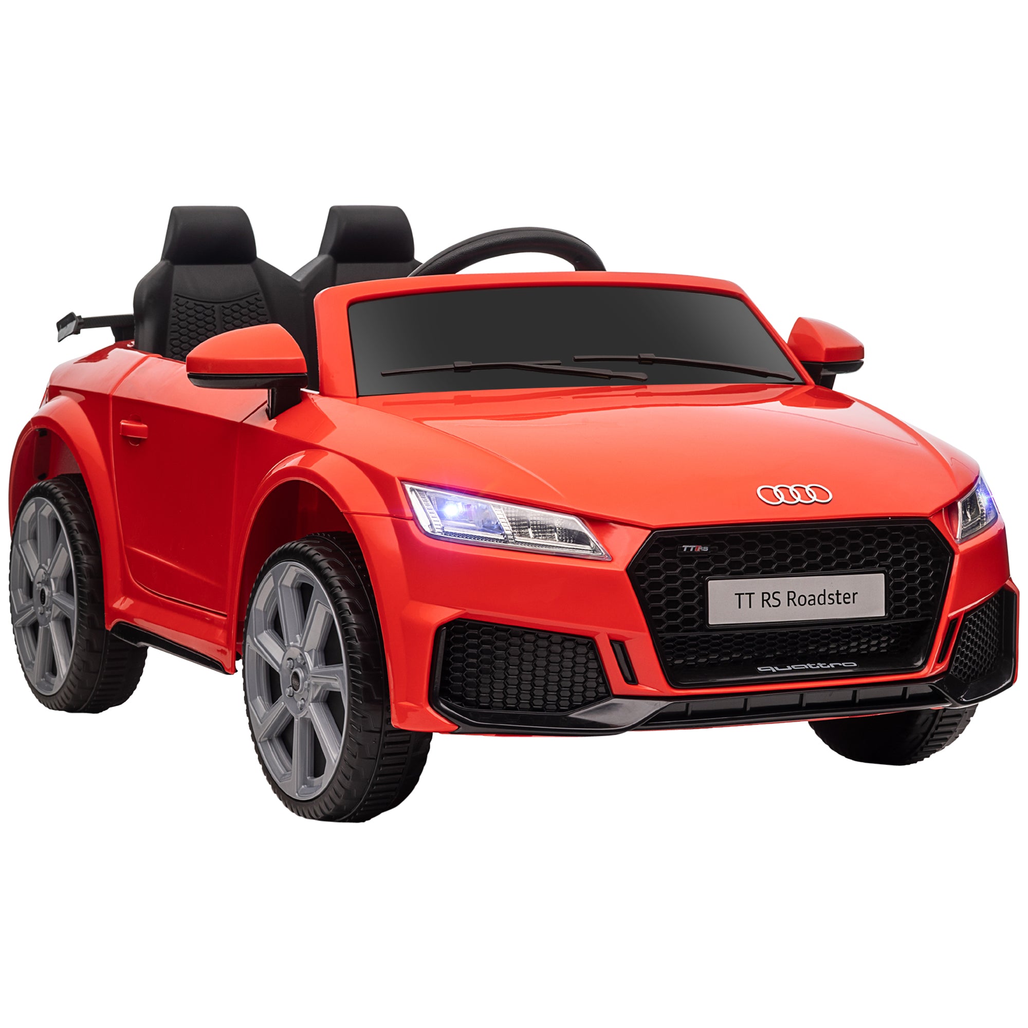 HOMCOM Compatible for 12V Rechargeable Battery Ride On Car w/ Remote Forward Reverse Lights Horn MP3 Player Red w/ Seat Belt Audi TT RS - anydaydirect