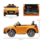 HOMCOM Kids Licensed Audi TT RS Ride-On Car 12V Battery w/ Remote Suspension Headlights and MP3 Player 3km/h Yellow - anydaydirect