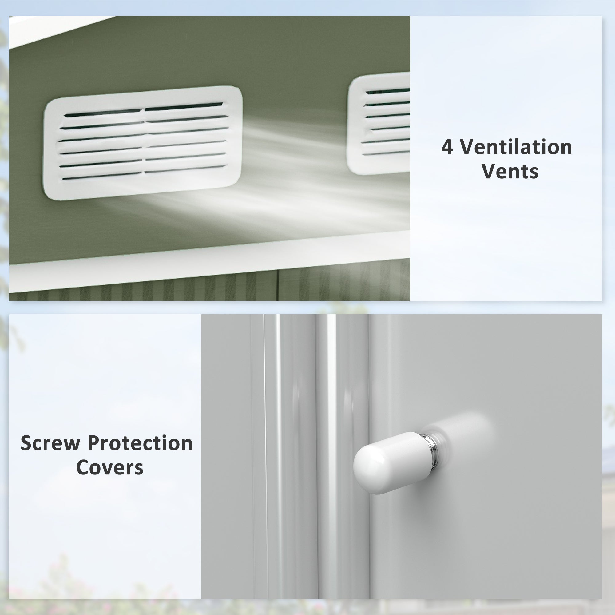 Outsunny 9 x 6 ft Metal Garden Storage Shed Corrugated Steel Roofed Tool Box with Foundation Ventilation and Doors, Light Green - anydaydirect