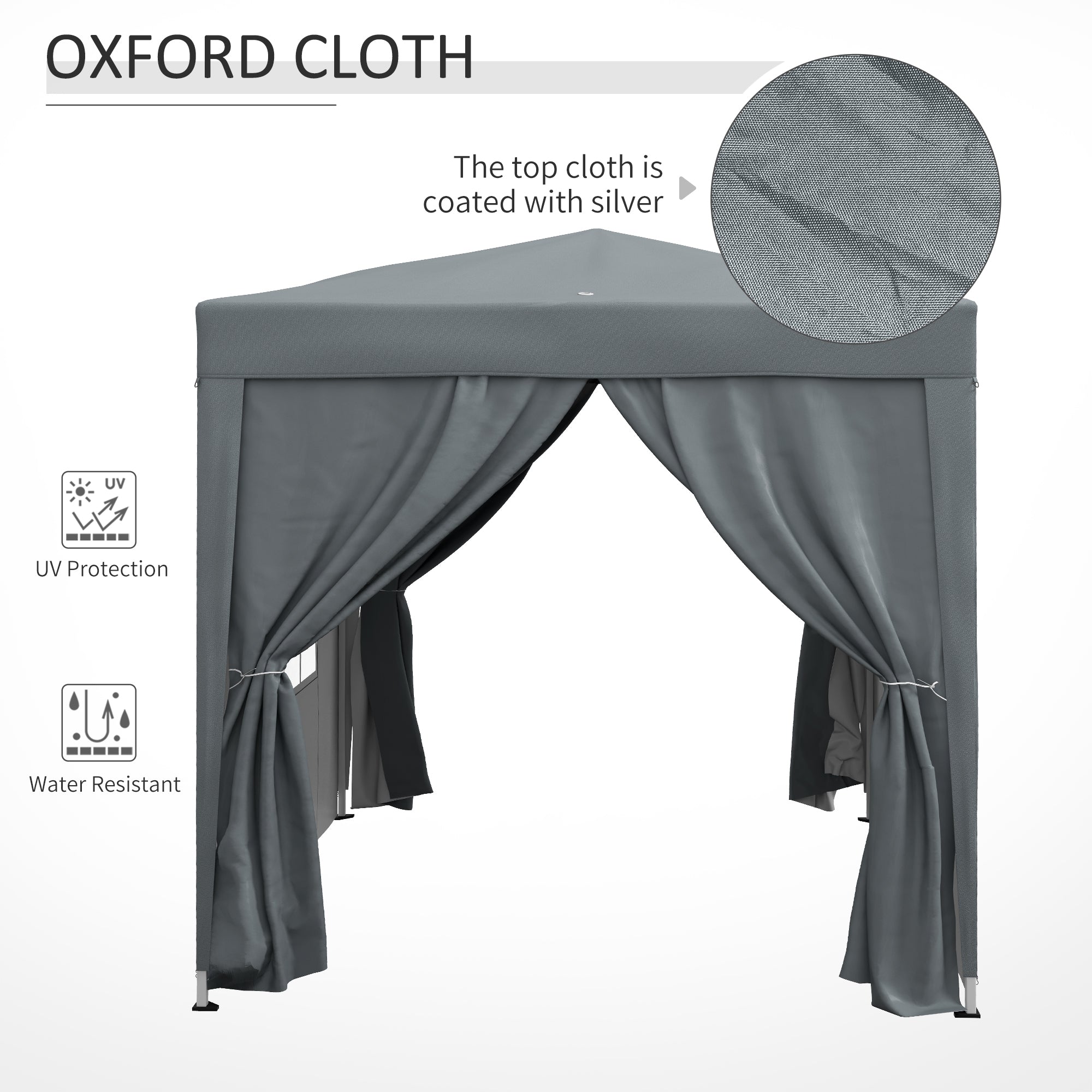 Outsunny Garden Pop Up Gazebo Marquee Party Tent Canopy with free Carrying Case, Removable 2 Walls, 2 Windows, 2m x 2m, Grey - anydaydirect