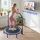 HOMCOM 45" Foldable Mini Fitness Trampoline, with Adjustable Foam Handle, Blue - anydaydirect