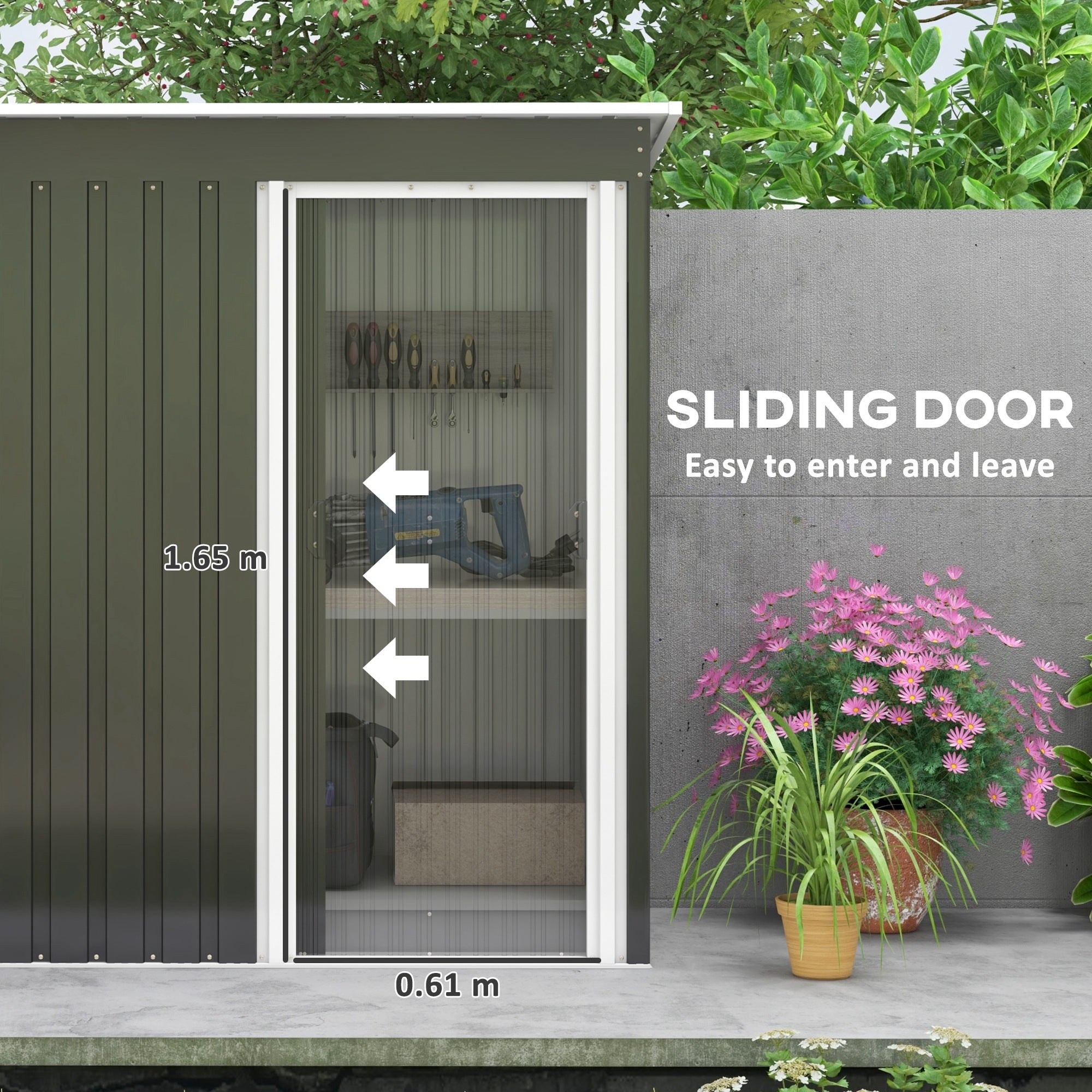 Outsunny 2 x 3ft Garden Storage Shed with Sliding Door and Sloped Roof Outdoor Equipment Tool Backyard, Black - anydaydirect