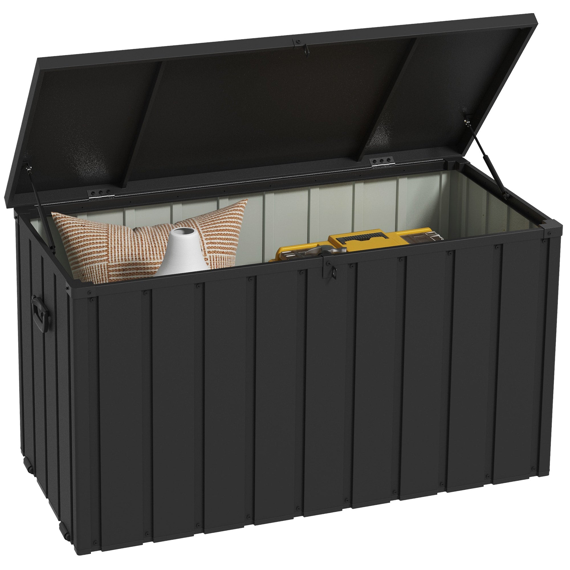 Outsunny 450L Galvanised Steel Garden Storage Box, with Wheels - Dark Grey - anydaydirect