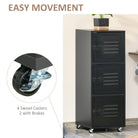 HOMCOM Rolling Storage Cabinet 3-Tier Mobile File Cabinet with Wheels & Metal Doors for Home Office, Living Room, Black - anydaydirect