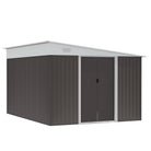 Outsunny 11 x 9 ft Metal Garden Storage Shed Sloped roof Tool House with Double Sliding Doors and 2 Air Vents, Grey - anydaydirect