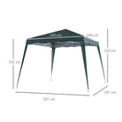 Outsunny 3 M x 3 M Base/ 2.5 M x 2.5 M Top Pop Up Gazebo with Carry Bag, Height Adjustable Slant Leg Party Tent Instant Event Shelter for Garden, Patio, Green - anydaydirect