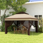 Outsunny 3 x 3(m) Pop Up Gazebo, Height Adjustable Instant Event Shelter with Netting and Carrying Bag, Beige - anydaydirect