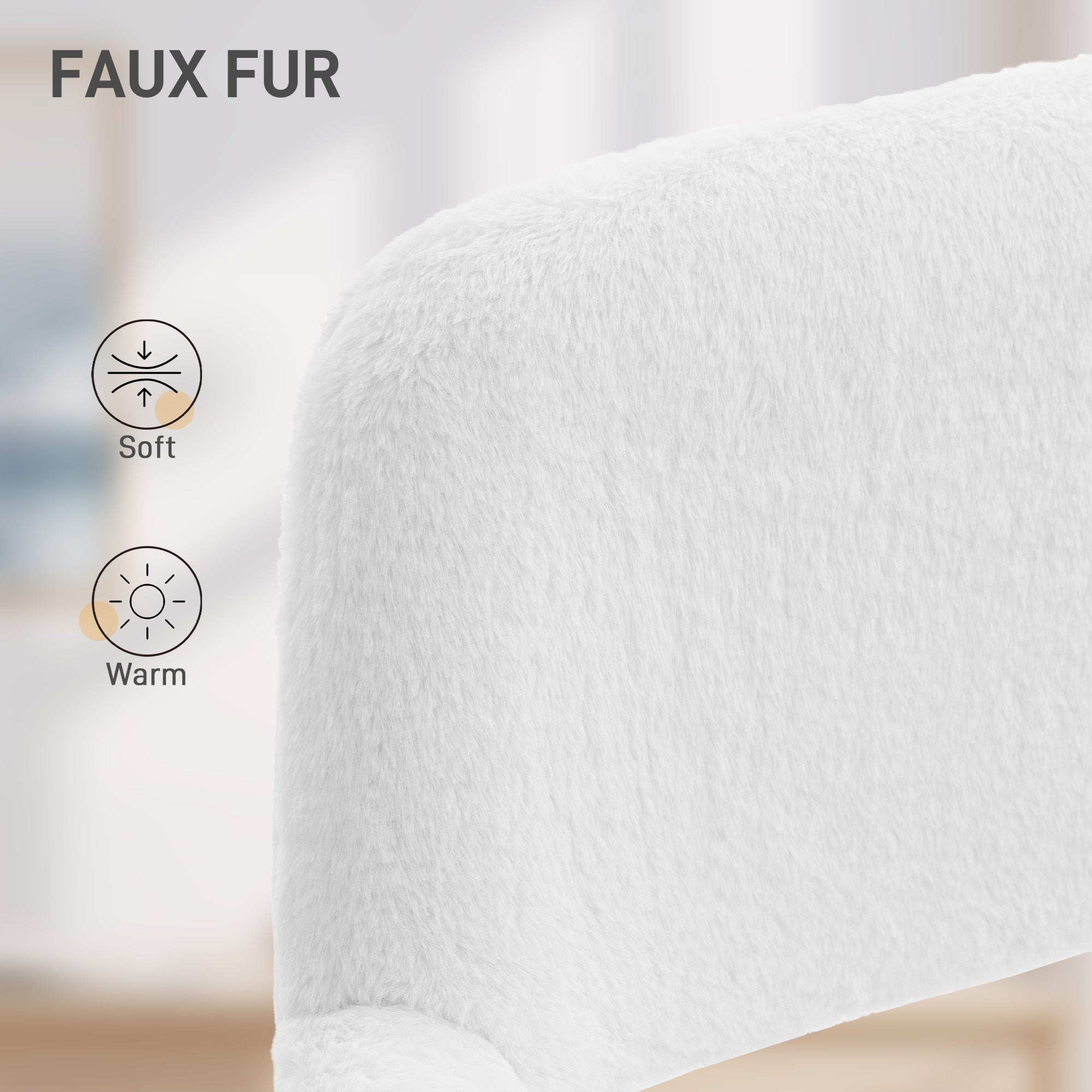 HOMCOM Faux Fur Rabbit Chair - Cream White - anydaydirect