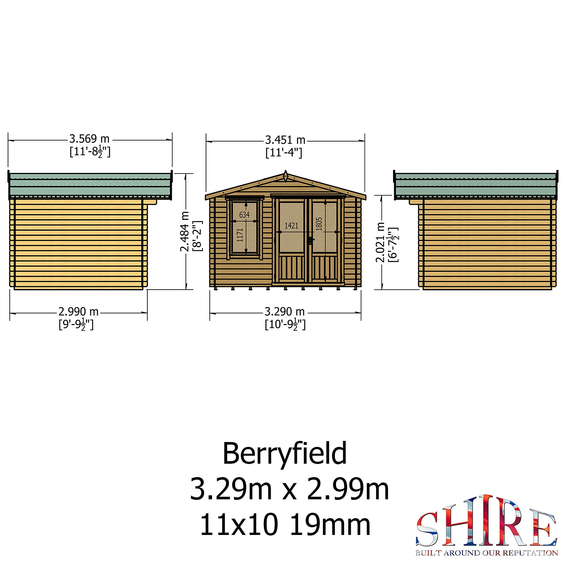 Shire Berryfield 13x10 Log Cabin