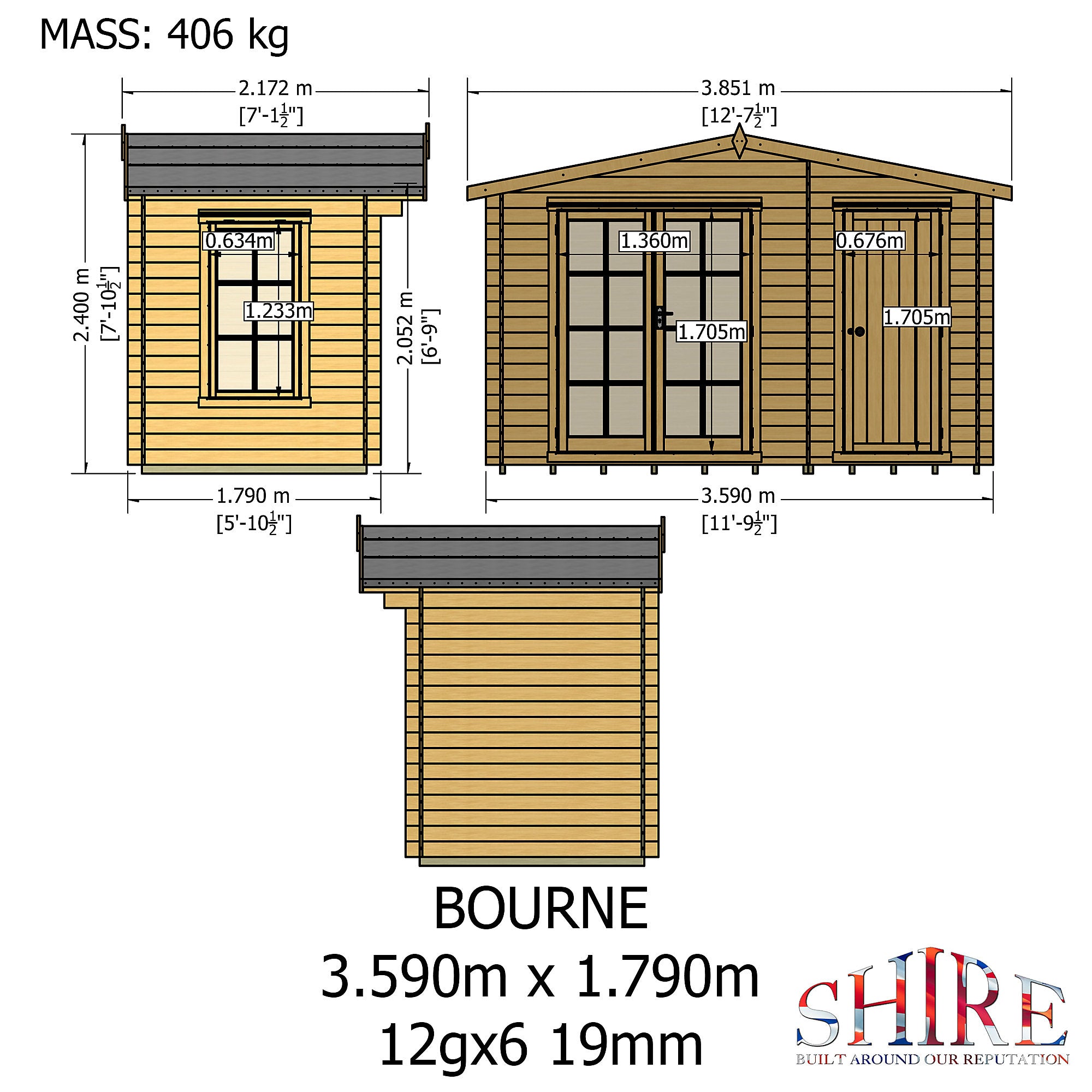 Shire Bourne 12x6 Log Cabin