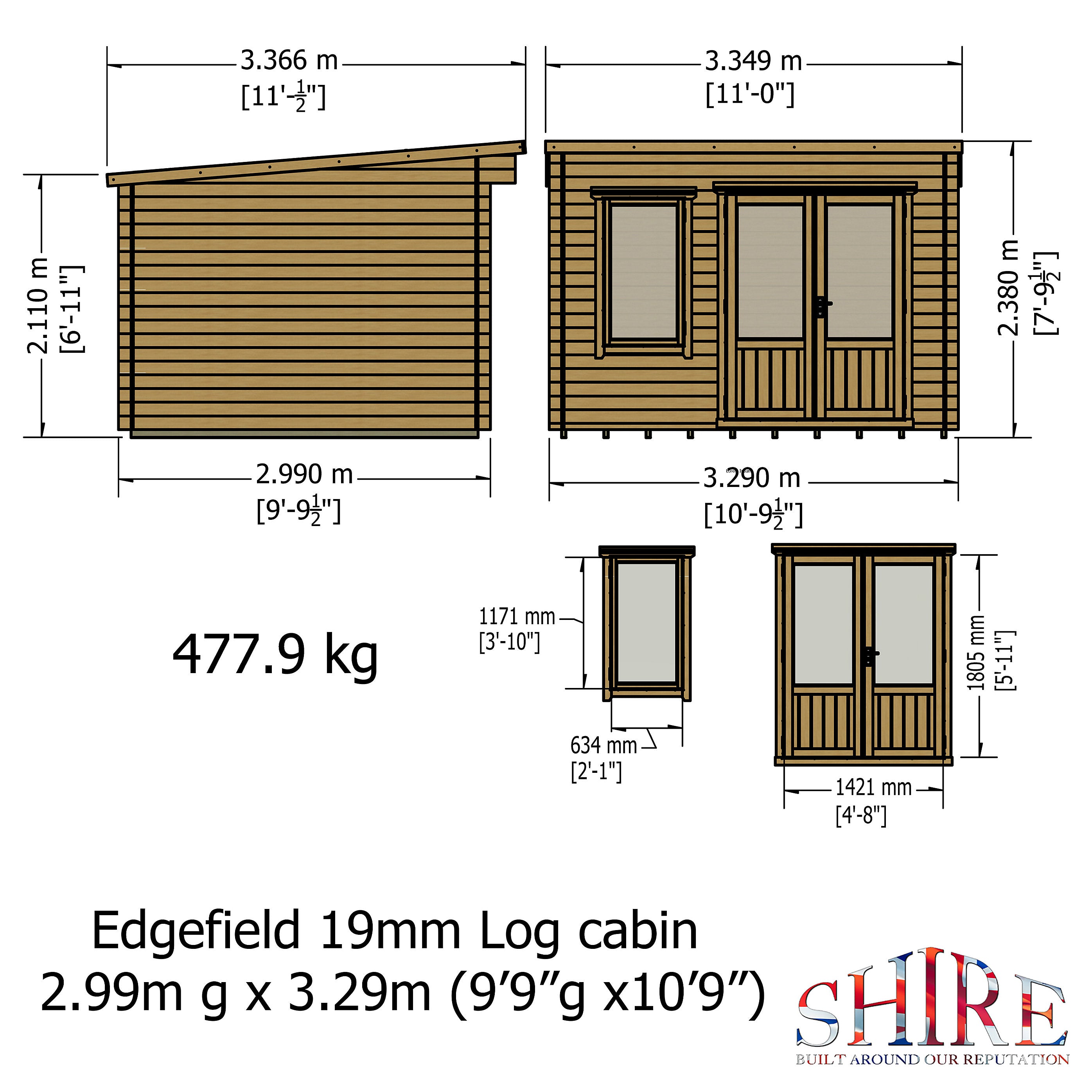Shire Edgefield 13x10 Log Cabin