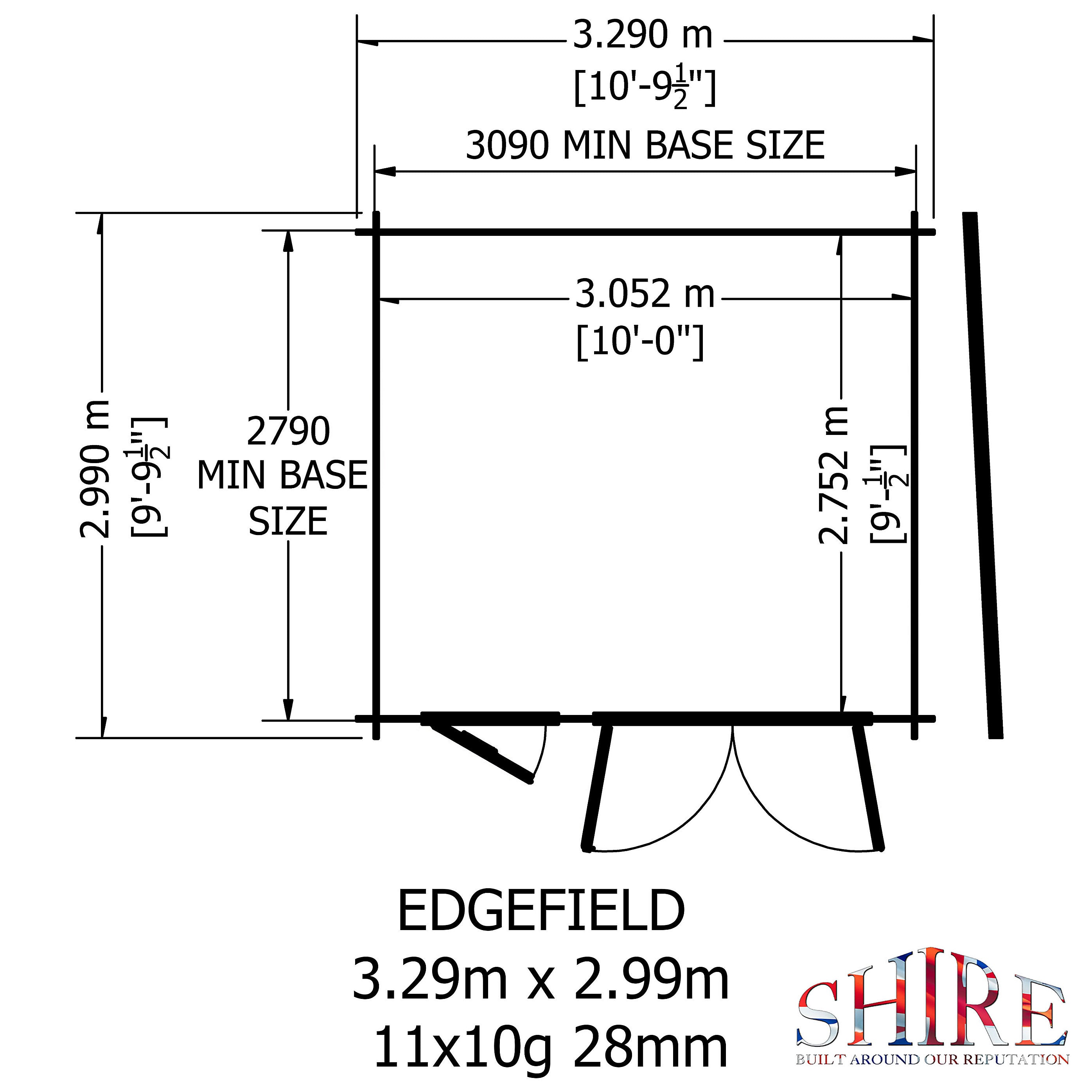 Shire Edgefield 13x10 Log Cabin