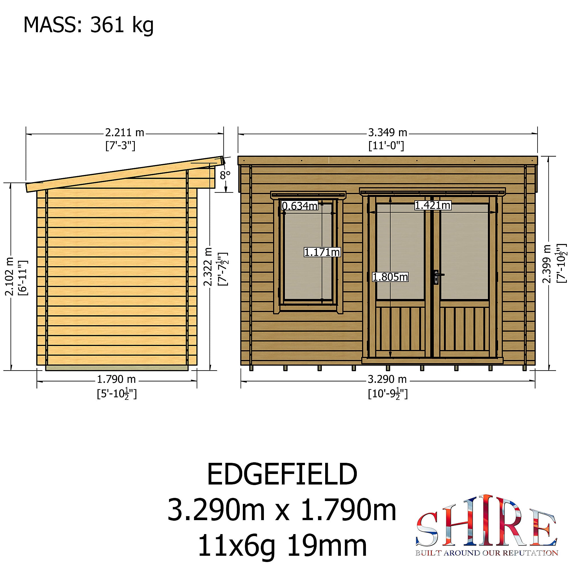 Shire Edgefield 13x6 Log Cabin