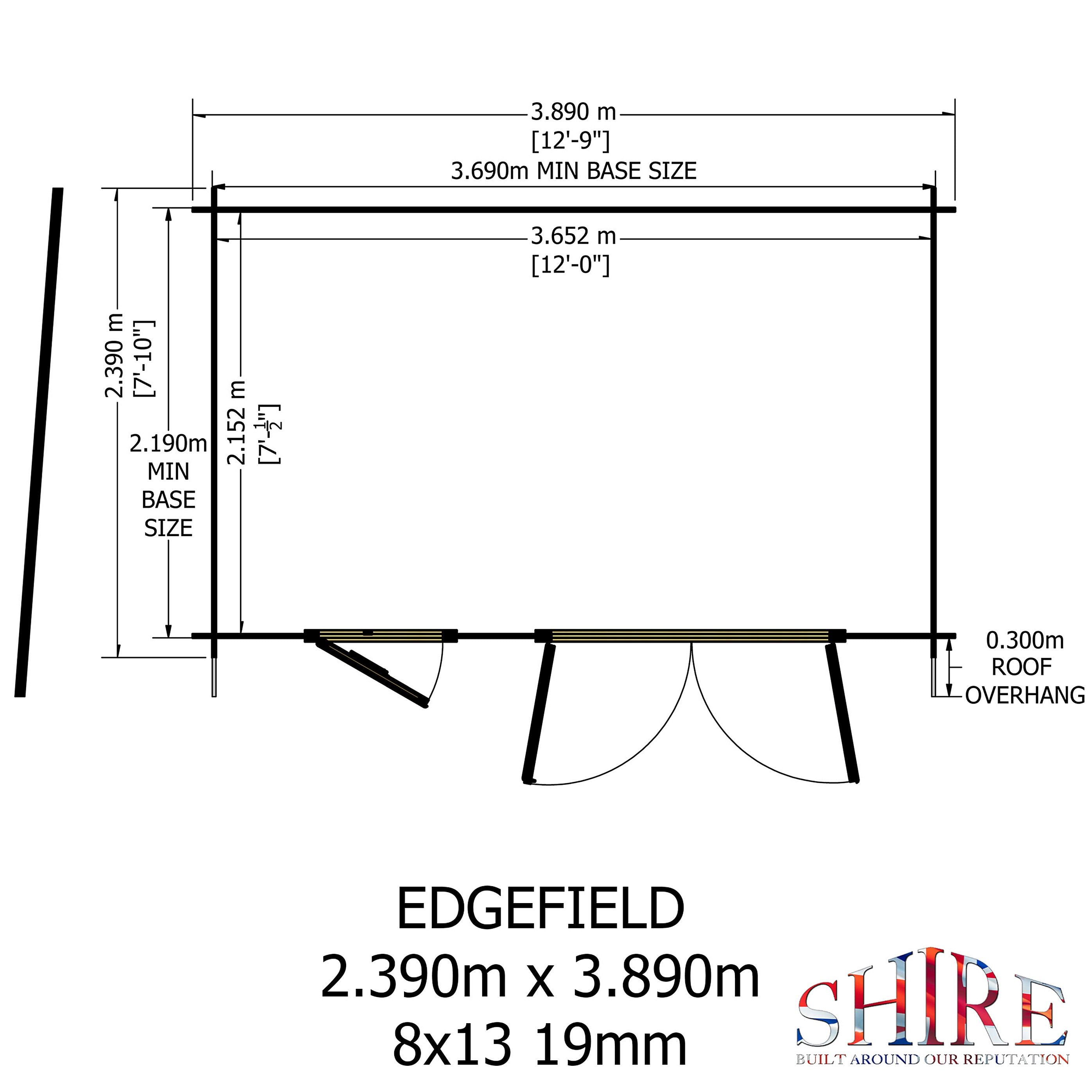 Shire Edgefield 13x8 Log Cabin