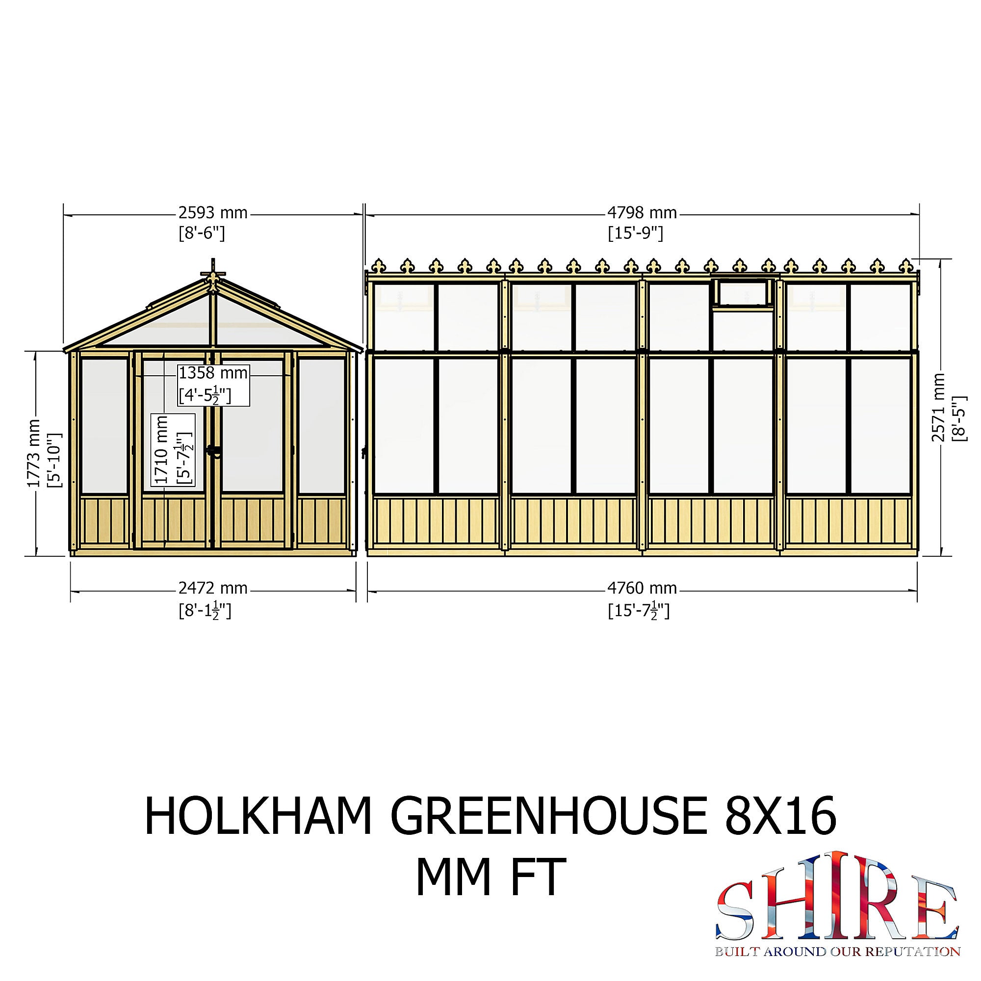Shire Holkham 8x16 Timber Greenhouse
