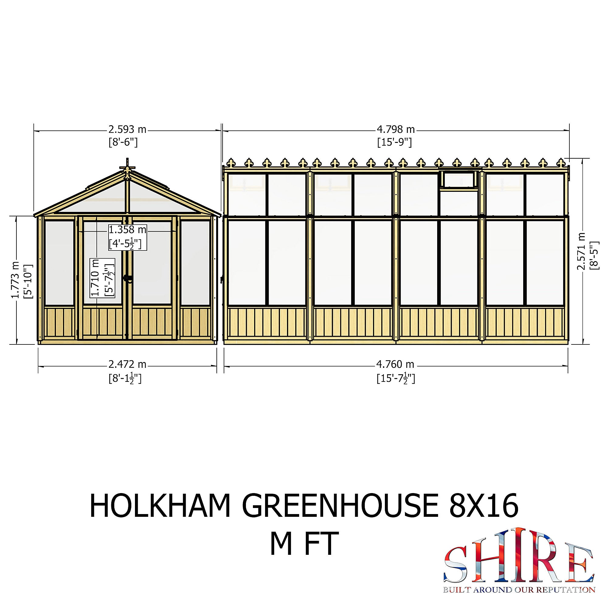 Shire Holkham 8x16 Timber Greenhouse