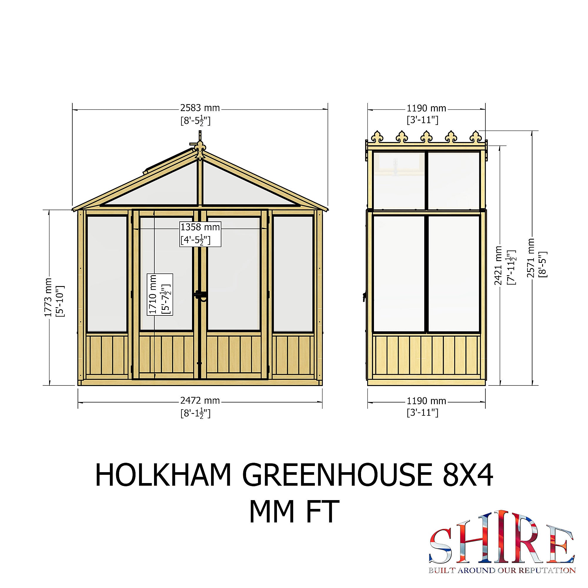 Shire Holkham 8x4 Timber Greenhouse
