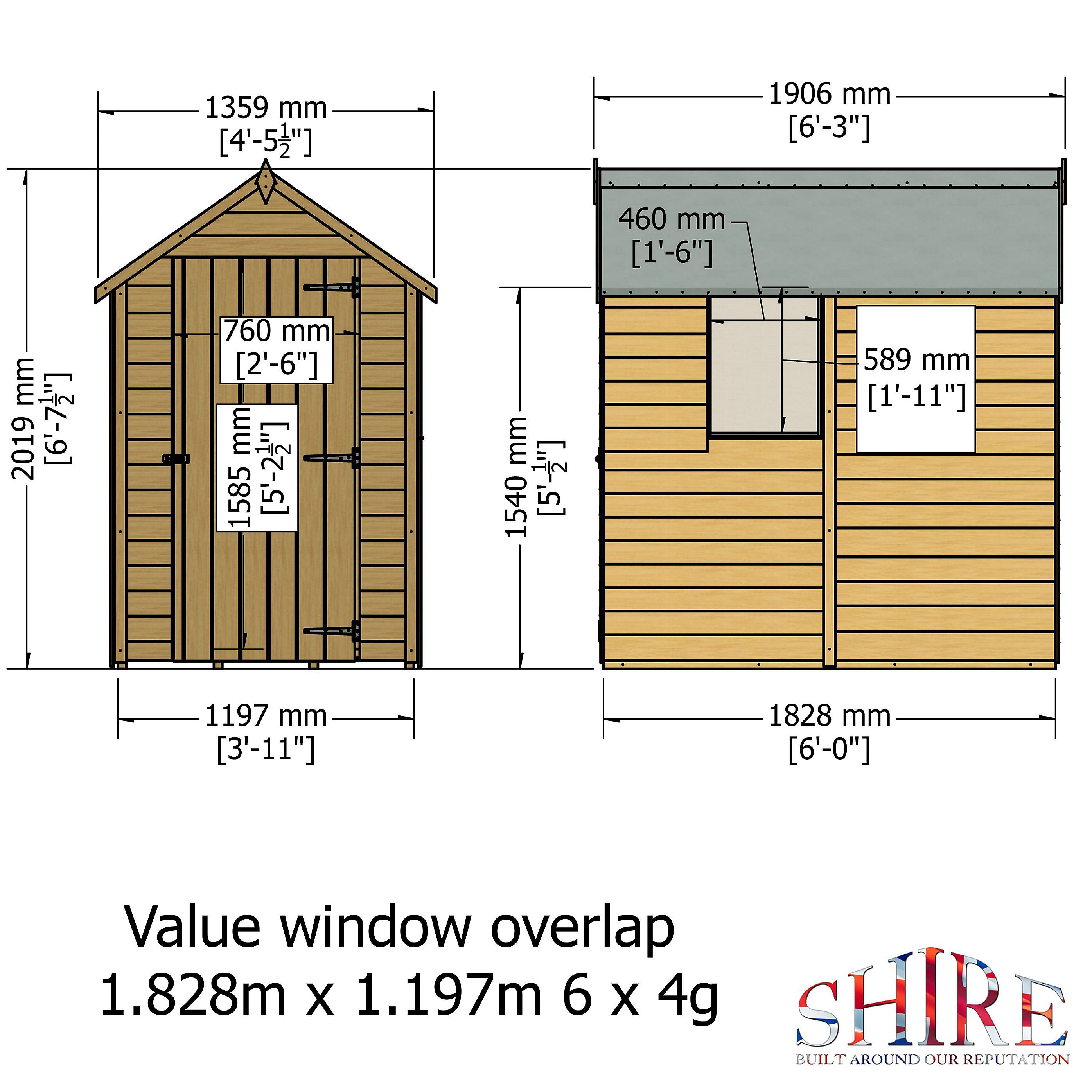 Shire Super Value Overlap Shed 6x4