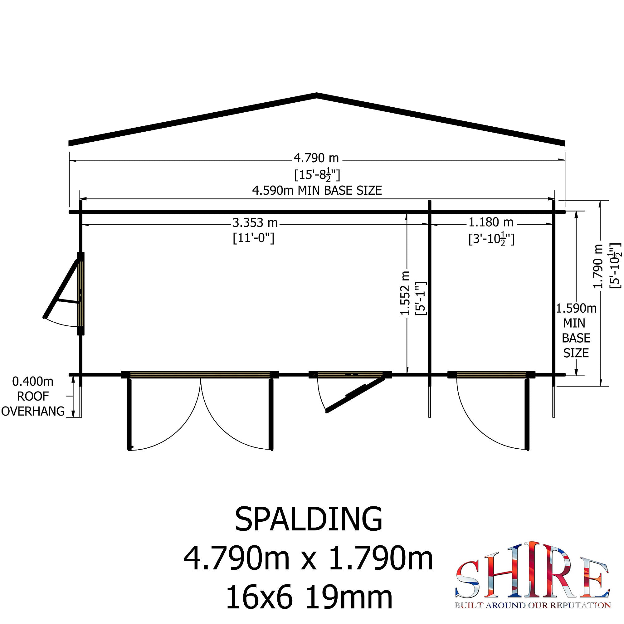 Shire Spalding 16x6 Log Cabin