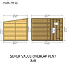 Shire Super Value Overlap Pent Shed 8x6