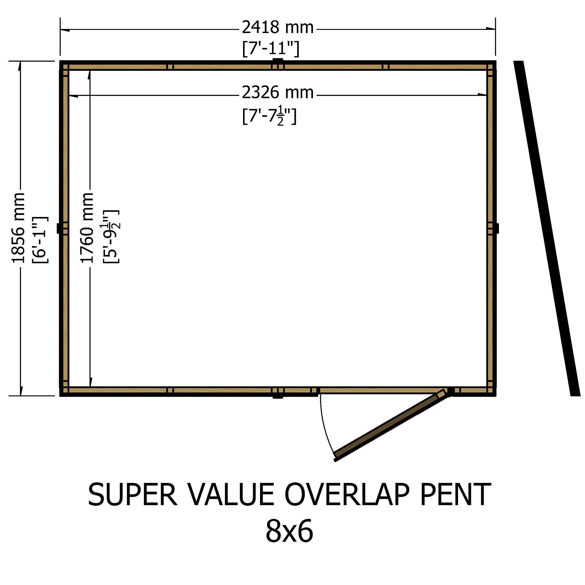 Shire Super Value Overlap Pent Shed 8x6