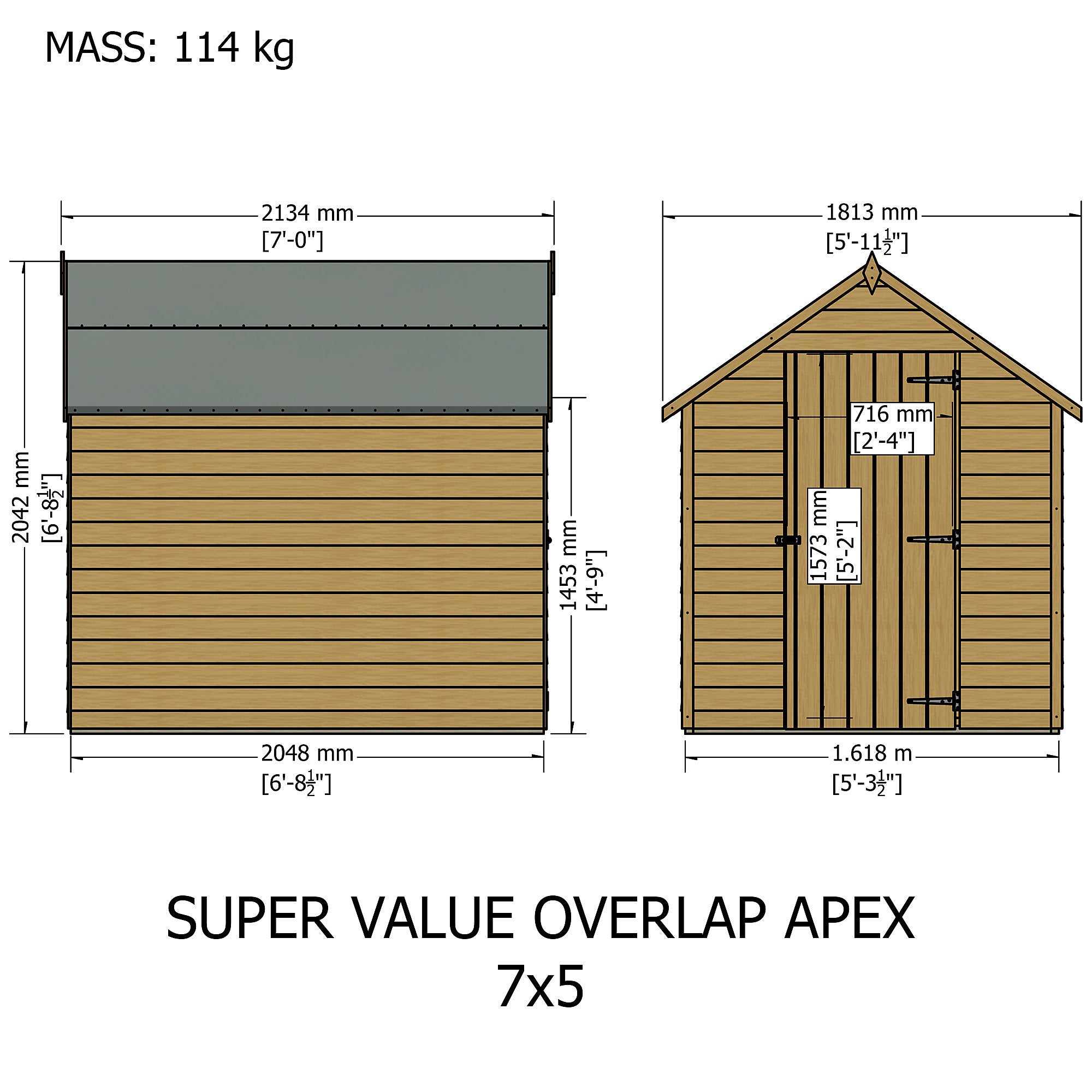 Shire Super Value Overlap Shed 7x5