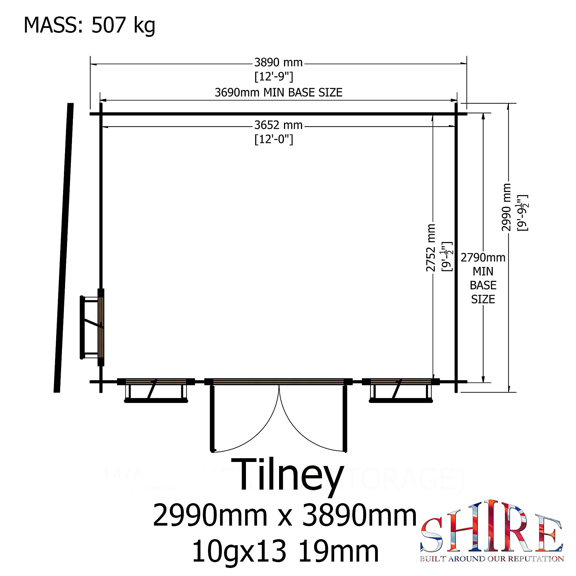 Shire Tilney 13x10 Log Cabin