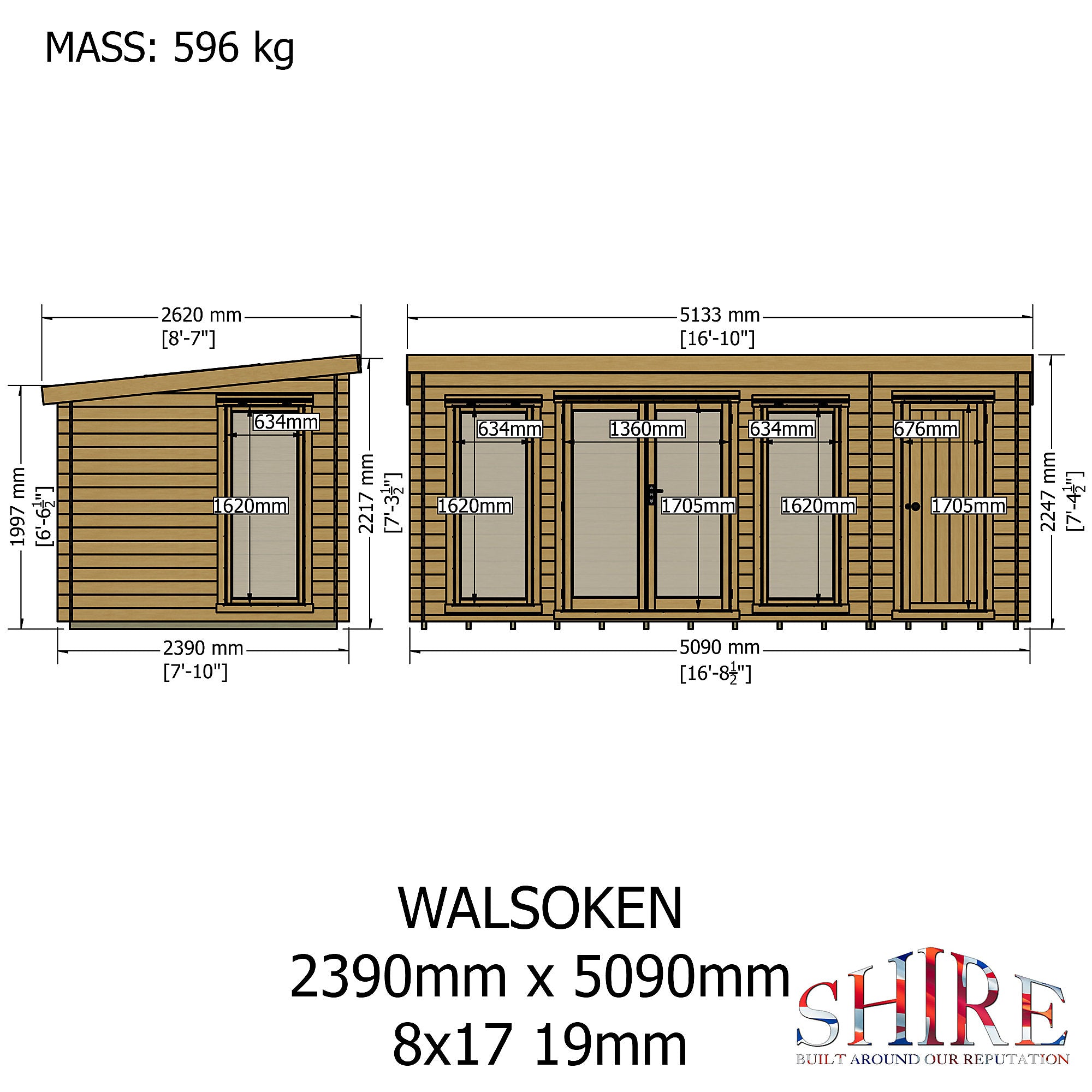 Shire Walsoken 8x17 Log Cabin