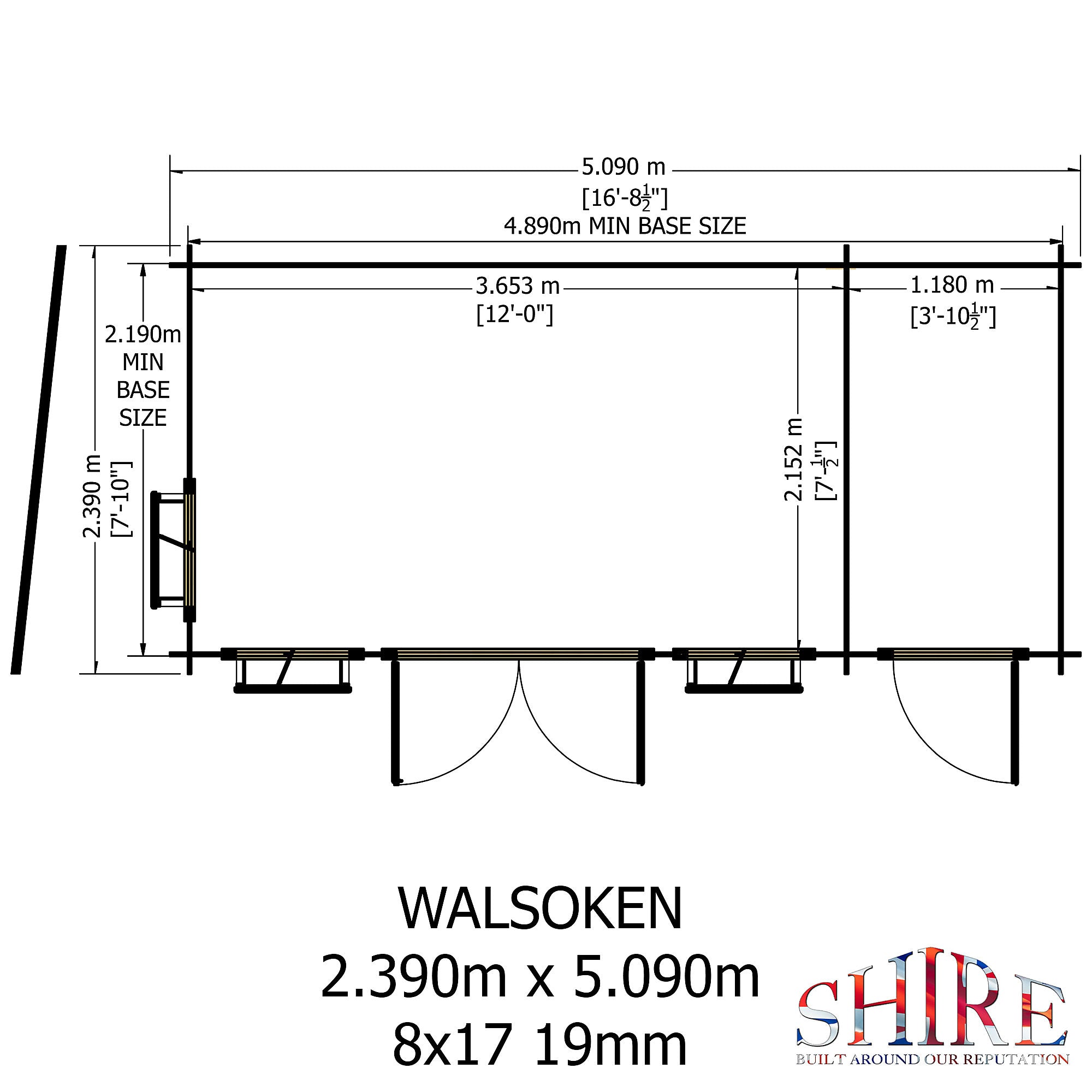 Shire Walsoken 8x17 Log Cabin