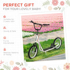 HOMCOM Stunt Scooter for Teens and Kids, Kick Scooter with Adjustable Handlebar, Dual Brakes, and 16 Inch Rubber Tyres, White - anydaydirect