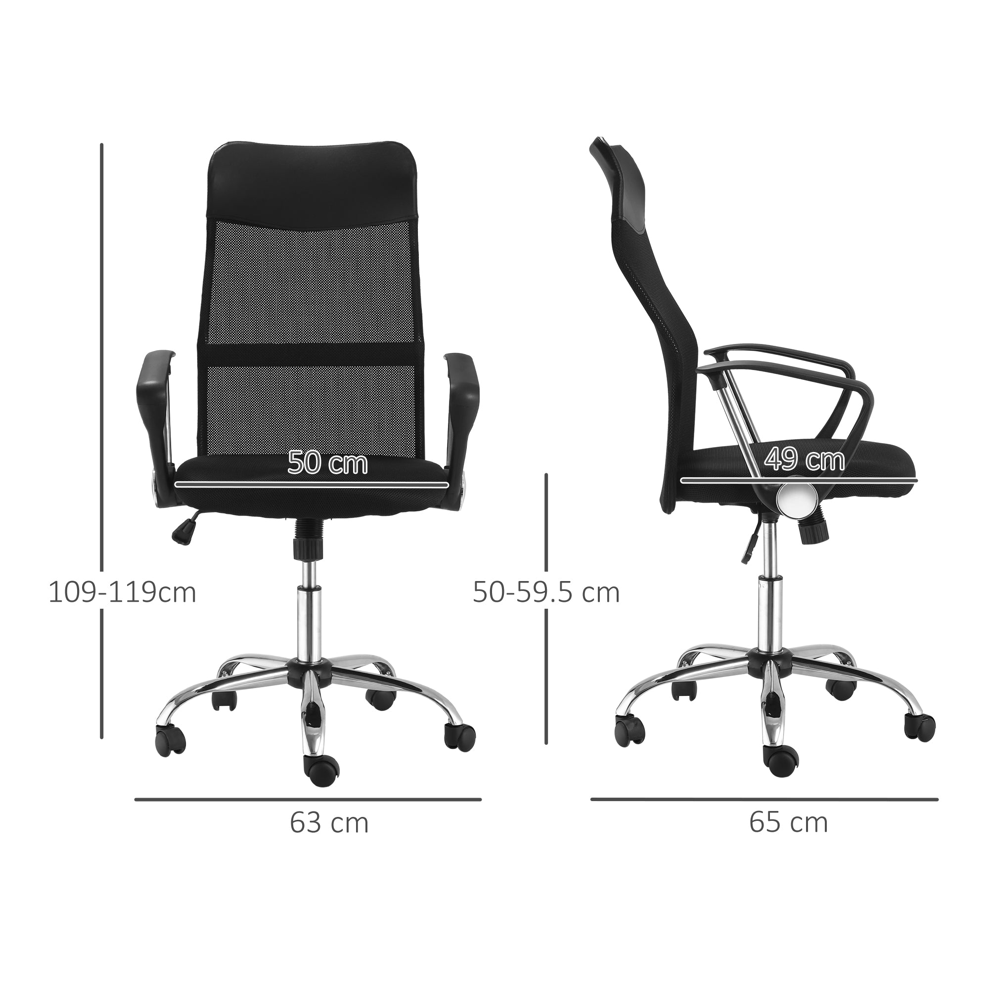 HOMCOM Ergonomic Office Chair Mesh Chair with Adjustable Height Tilt Function Black - anydaydirect