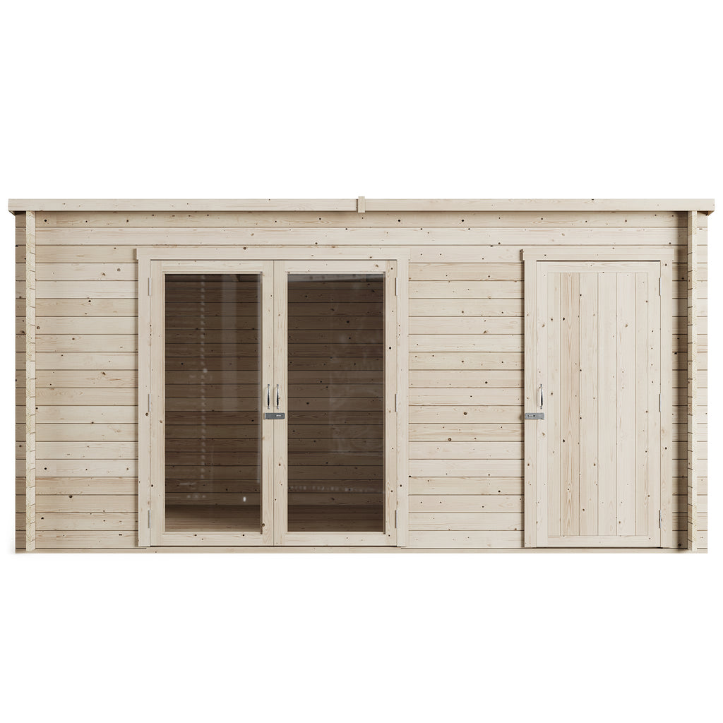 Store More Darton Pent Log Cabin Summerhouse with Side Store - PT-14ft x 8ft