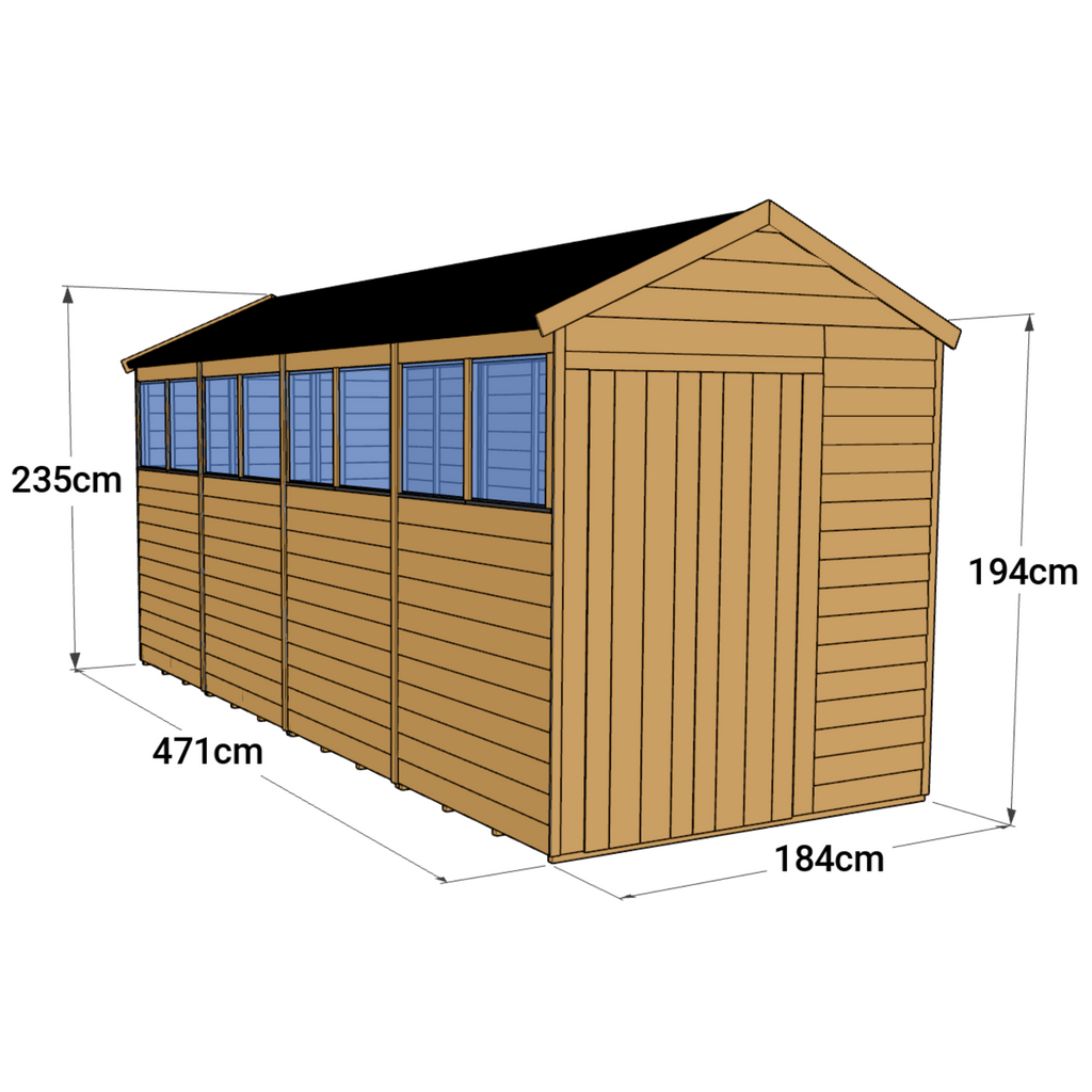 Customizable 16x6 Wooden Apex Garden Shed with Windows - anydaydirect