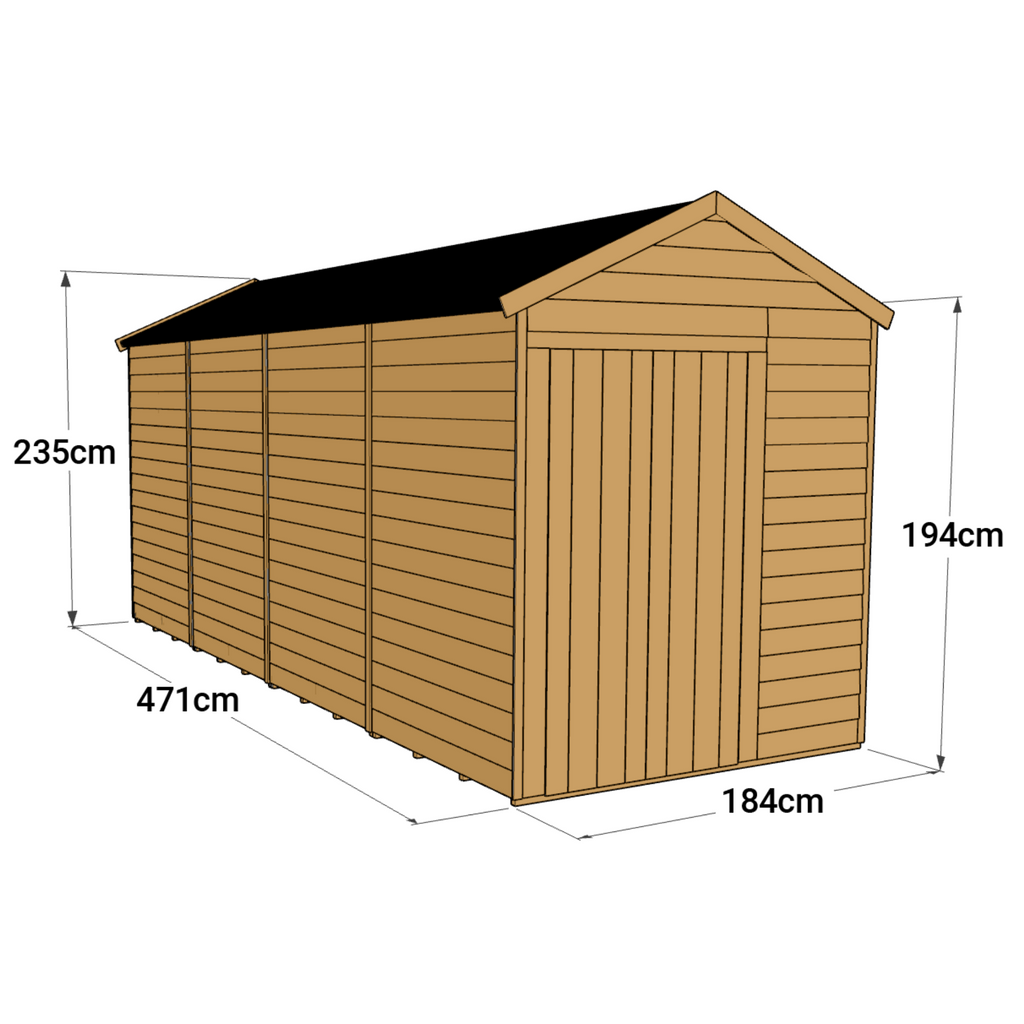 Customizable 16x6 Overlap Apex Shed - Windowless, Pressure Treated - anydaydirect